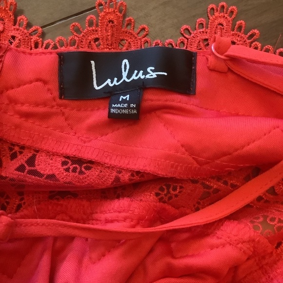 Lulus Sunny Days Dream Red Lace Jumpsuit Size Medium - Picture 7 of 10